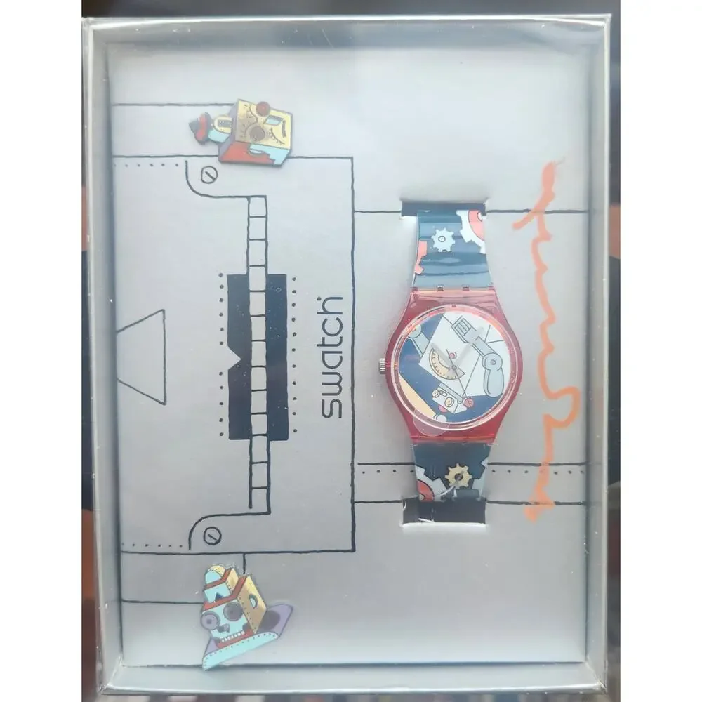 Swatch Watch ROBOBOY GR135PACK Steve Guarnaccia Box HAND SIGNED AUTOGRAPH NOS - Picture 1 of 14